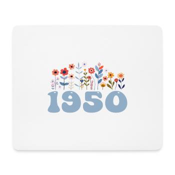 Motifs floraux des années 1950 Fleurs thème floral des années 1950 - Tapis de souris (format paysage) - blanc - Devant