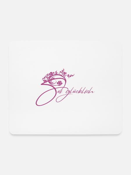 Be Happy Floral Lettering - Mouse Pad (horizontal) - white