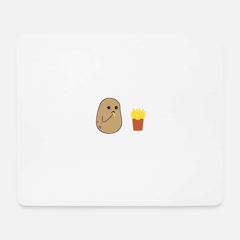 kartoffel isst pommes - Mousepad (Querformat) - Weiß