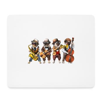 Pug Dog Jazz Musiker - Mousepad (Querformat) - Weiß - Vorne