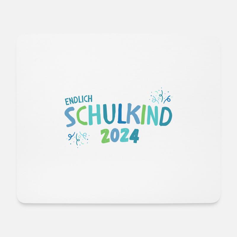 Einschulung Junge Geschenk in Blau und Grün - Mousepad (Querformat) - Weiß