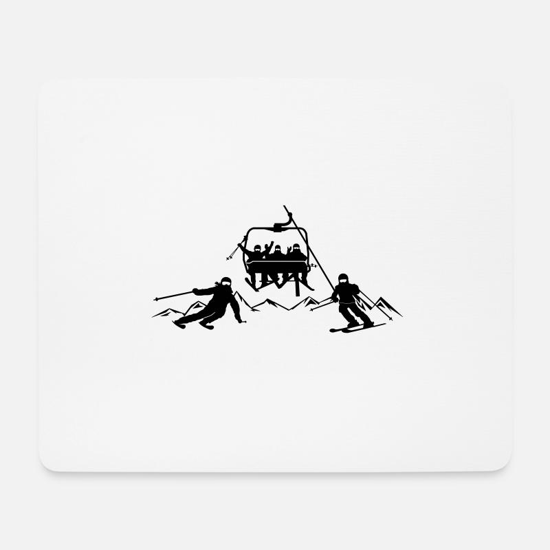 Wintersport - Skifahrer Sessellift - Mousepad (Querformat) - Weiß
