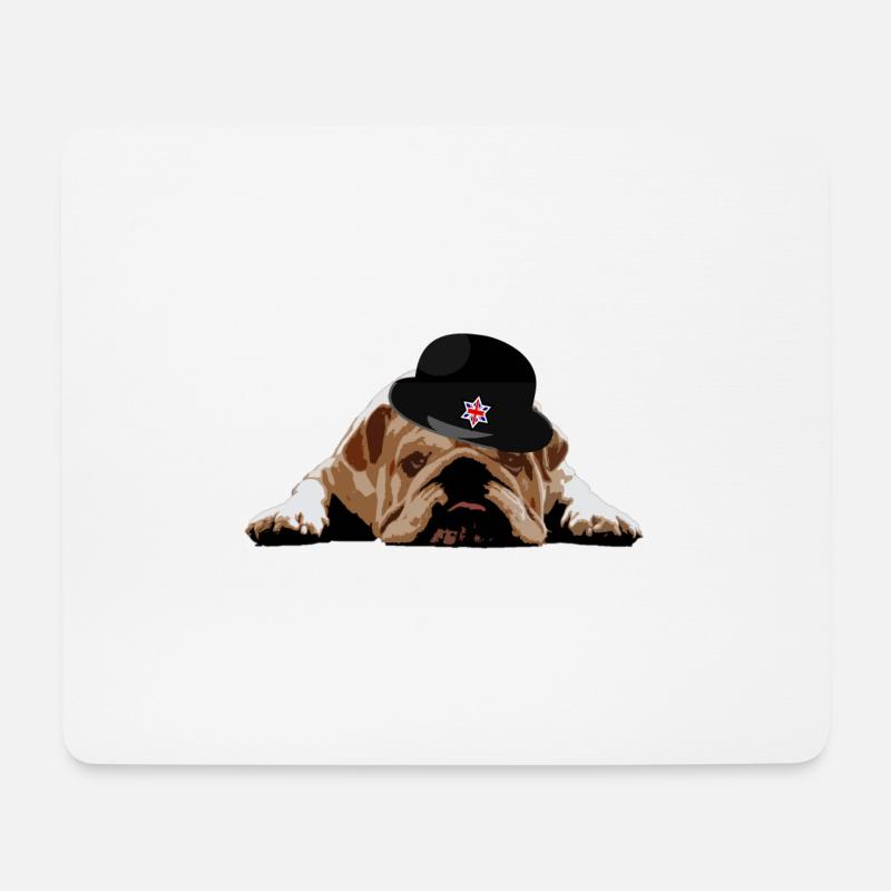 Bulldog hat British - Mouse Pad (horizontal) - white