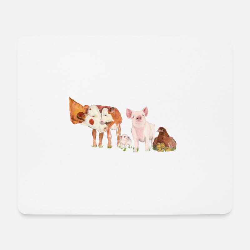 Bauernhof Tiere Veganismus - Mousepad (Querformat) - Weiß