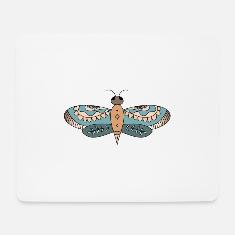Floral Moth Mandala - Mouse Pad (horizontal) - white