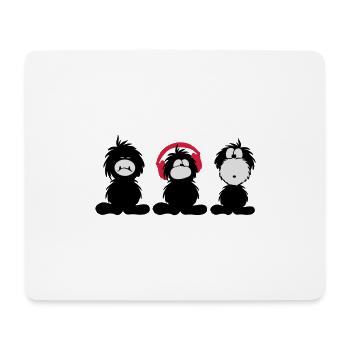 Monster Smuffel nichts hören sehen sagen Geschenk - Mousepad (Querformat) - Weiß - Vorne