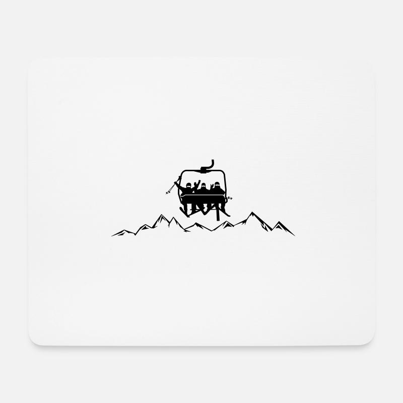 Winter - Skifahrer Sessellift - Mousepad (Querformat) - Weiß