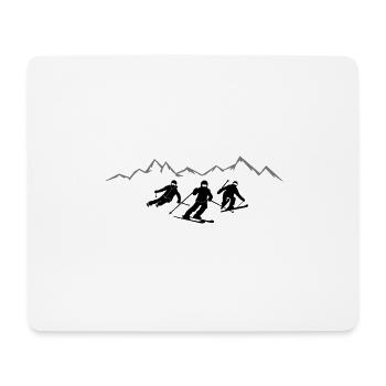 Sports d'hiver - groupe de skieurs - Tapis de souris (format paysage) - blanc - Devant