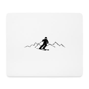 Sports d'hiver - montagnes skieurs - Tapis de souris (format paysage) - blanc - Devant
