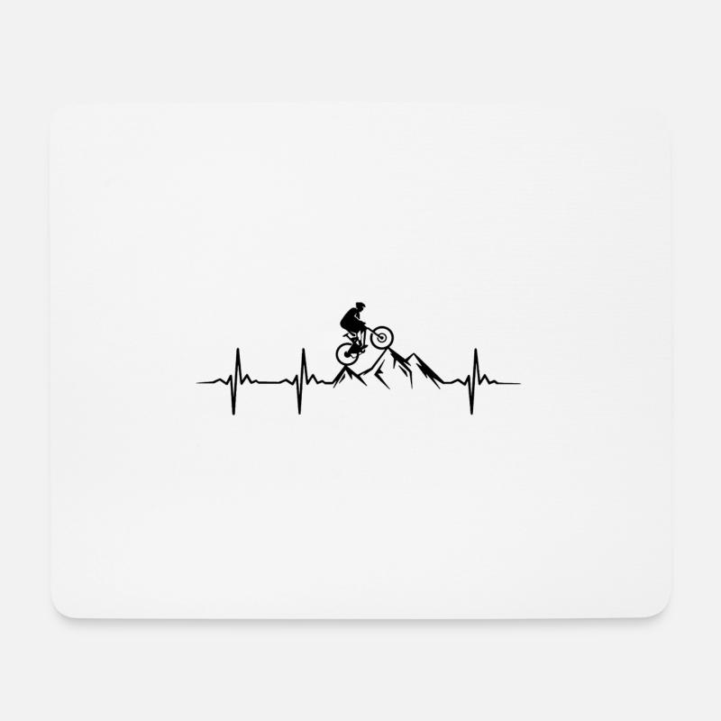 Mountainbike heartbeat - Mousepad (Querformat) - Weiß
