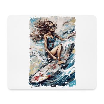 Bikini surf lady with summer vibes in vintage style - Mouse Pad (horizontal) - white - Front