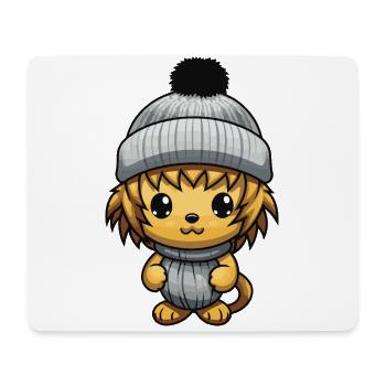 Lion Animal Bébé Bande Dessinée Hiver - Tapis de souris (format paysage) - blanc - Devant