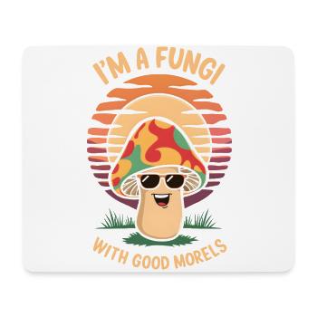 Ich bin ein Pilz mit guten Morcheln Cartoon Pilz - Mousepad (Querformat) - Weiß - Vorne