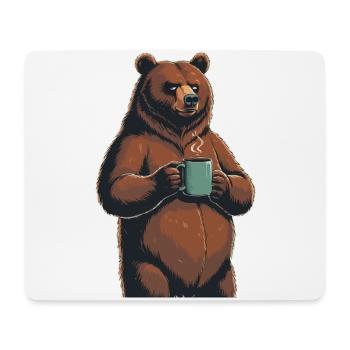 Grim Bear Tasse à café Ours Café Fatigué - Tapis de souris (format paysage) - blanc - Devant