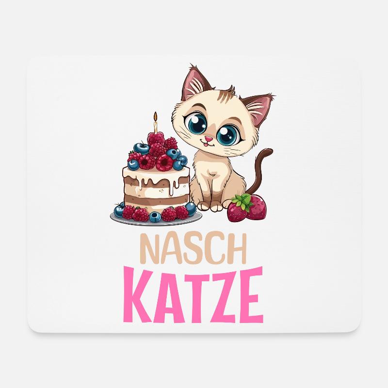 Naschkatze Katze Torte Kuchen Naschen Backen Süß - Mousepad (Querformat) - Weiß