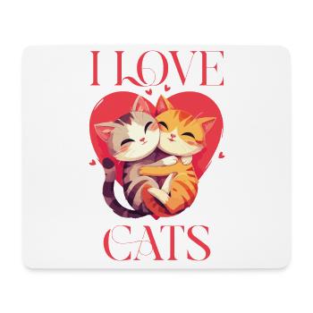 Chats J’aime Les Chats Amour Câlin Coeur Câlin - Tapis de souris (format paysage) - blanc - Devant