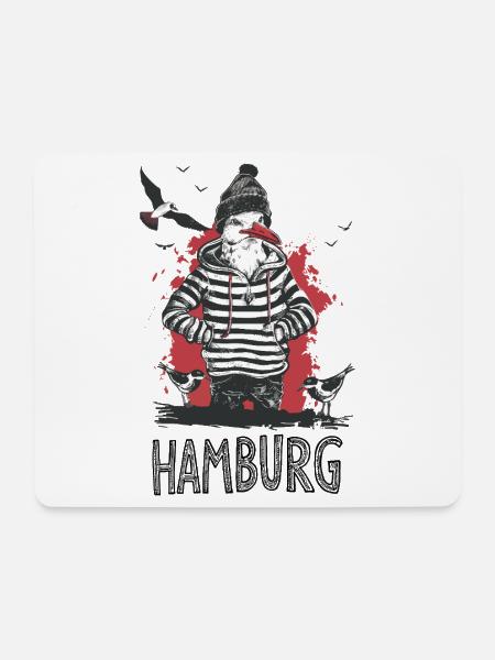 Hamburg Moin Möwe Matrose Kapitän Seemann Hafen - Mousepad (Querformat) - Weiß