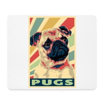 Pugs colores vintage - Tapis de souris (format paysage) - blanc - Devant