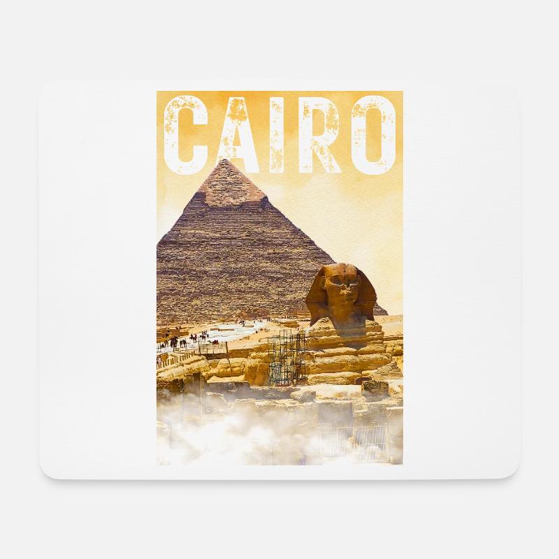 Kairo Vintage Reiseposter mit Pyramide und Sphinx - Mousepad (Querformat) - Weiß