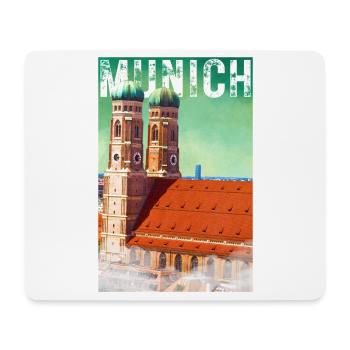 Munich Vintage Travel Poster with the Frauenkirche - Mouse Pad (horizontal) - white - Front