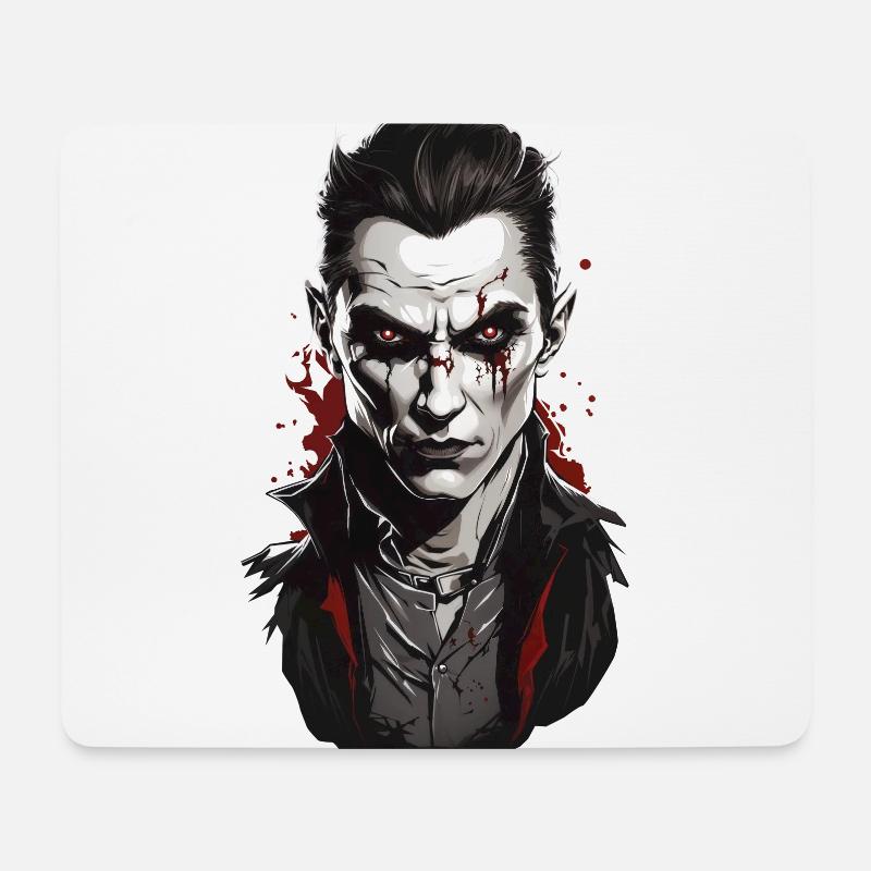 Vampir Nacht Blutige Halloween Horror Illustration - Mousepad (Querformat) - Weiß