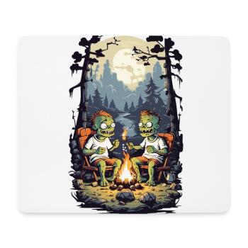 Zombies Campfire Halloween Cartoon Kids Design - Mouse Pad (horizontal) - white - Front