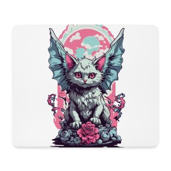 Aile Goth chat Pastel gothique esthétique - Tapis de souris (format paysage) - blanc - Devant