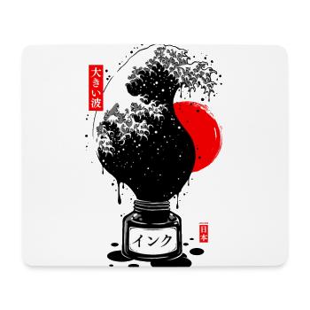 Black Japanese Wave Ink - Mouse Pad (horizontal) - white - Front