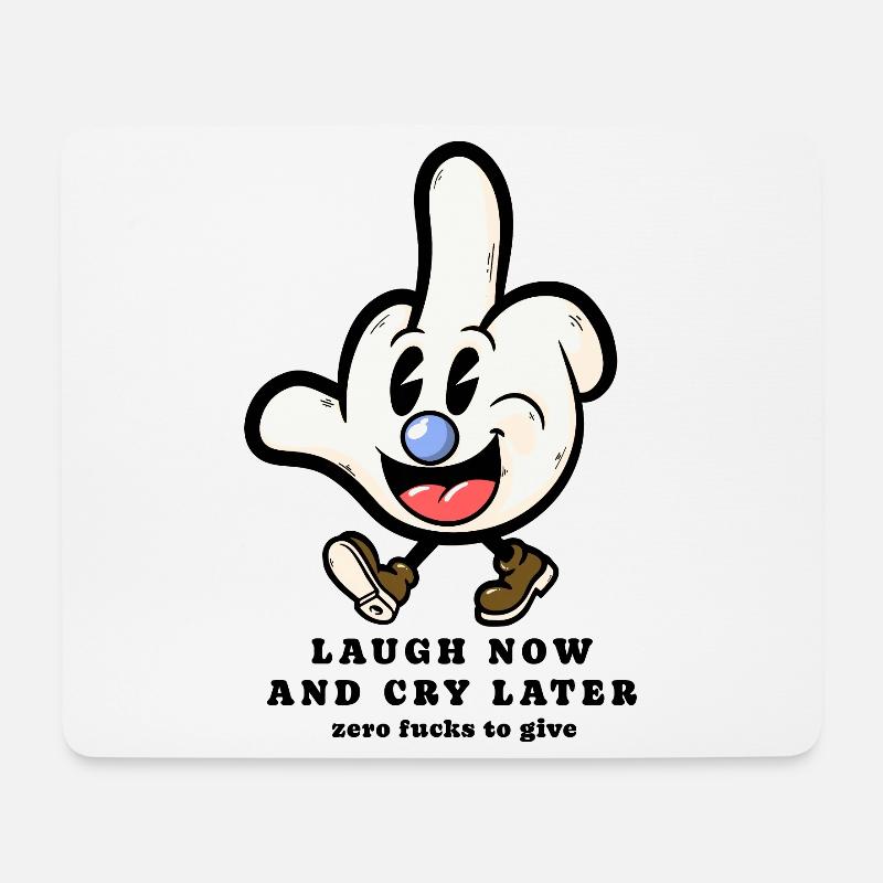 Mittelfinger cartoon Sarkasmus sarkastischer - Mousepad (Querformat) - Weiß