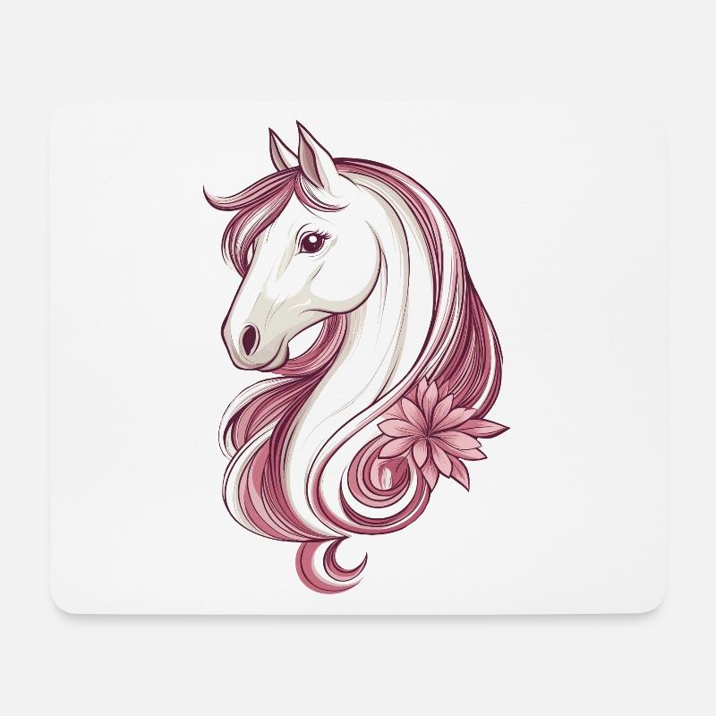 Cheval Cheval Motif - Tapis de souris (format paysage) - blanc