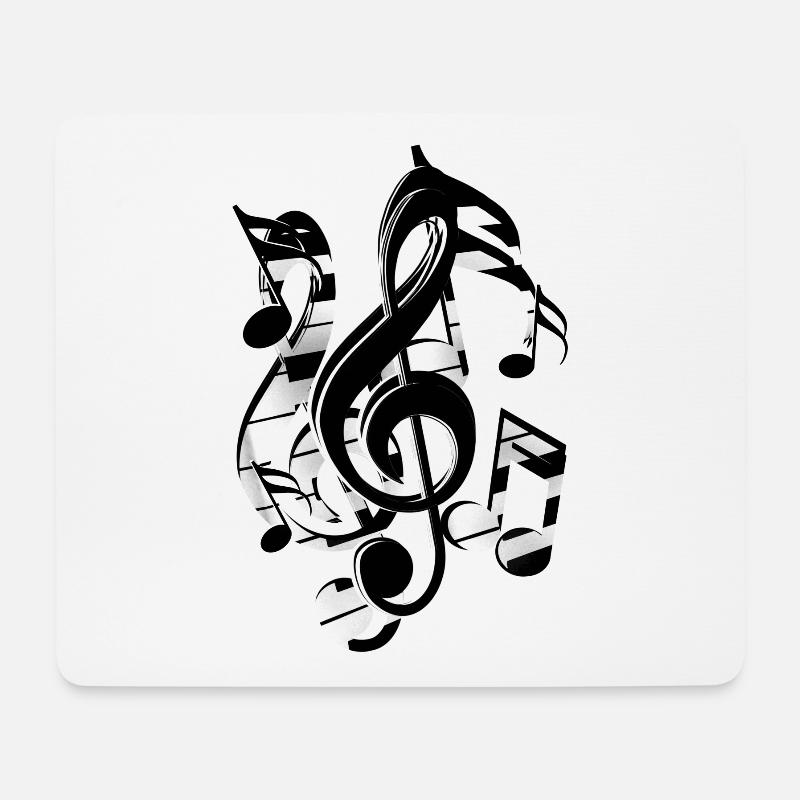 Notenschlüssel Noten - Mousepad (Querformat) - Weiß