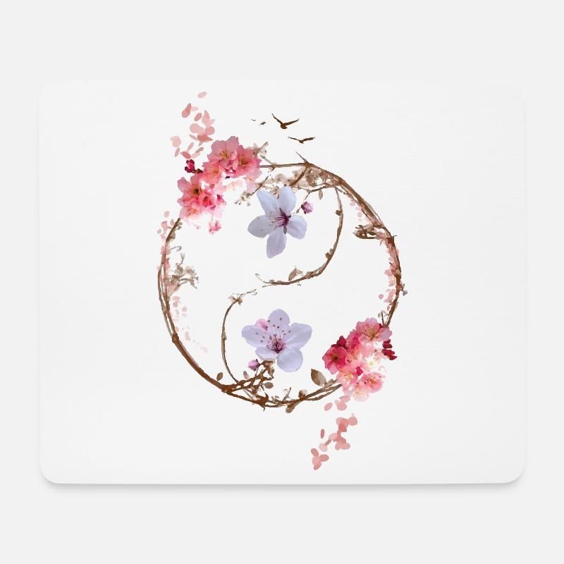YinYangFlowers - Mousepad (Querformat) - Weiß