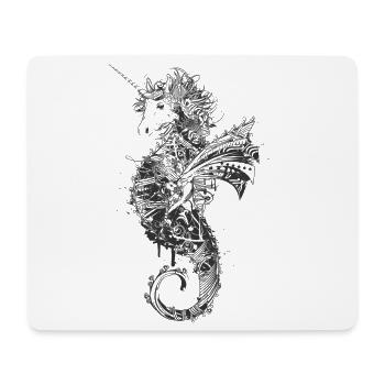 kunstvolle Zeichnung eines Einhorn Seepferdchen - Mousepad (Querformat) - Weiß - Vorne