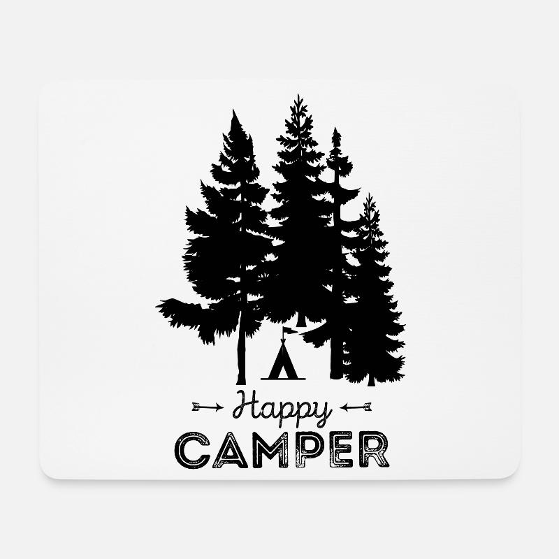Happy Camper Zelt Camping Urlaub Reisen Natur - Mousepad (Querformat) - Weiß