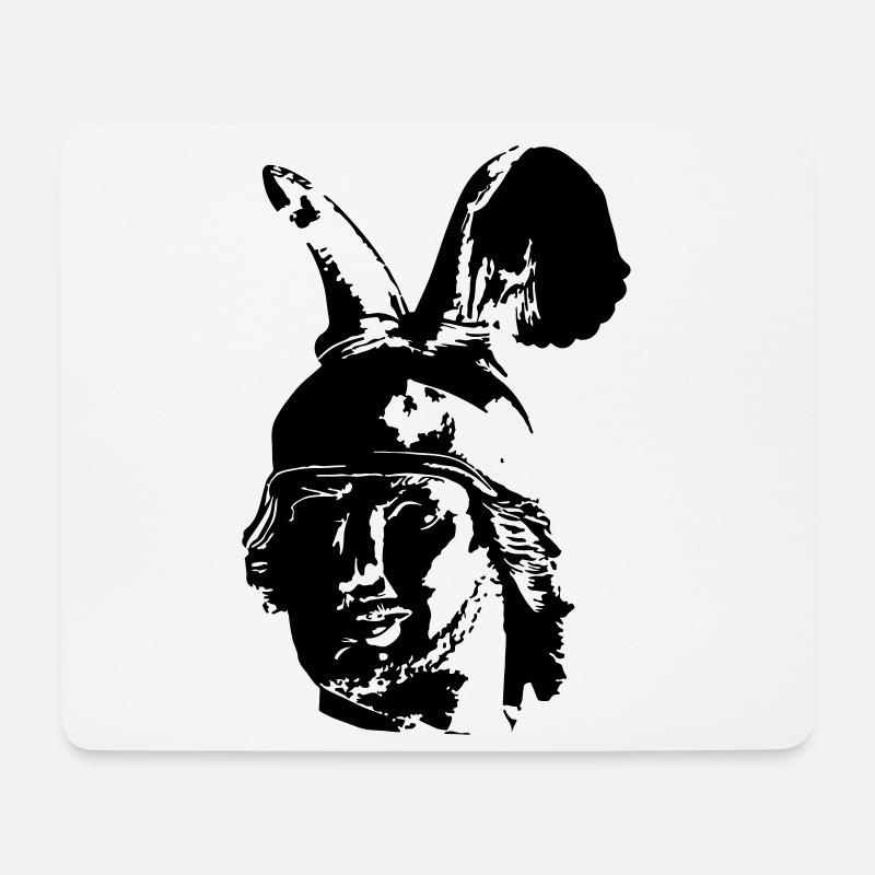 Kopf des Hermannsdenkmals - einfarbig, schlicht - Mousepad (Querformat) - Weiß