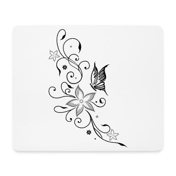 Beautiful, filigree flowers with butterfly - Mouse Pad (horizontal) - white - Front