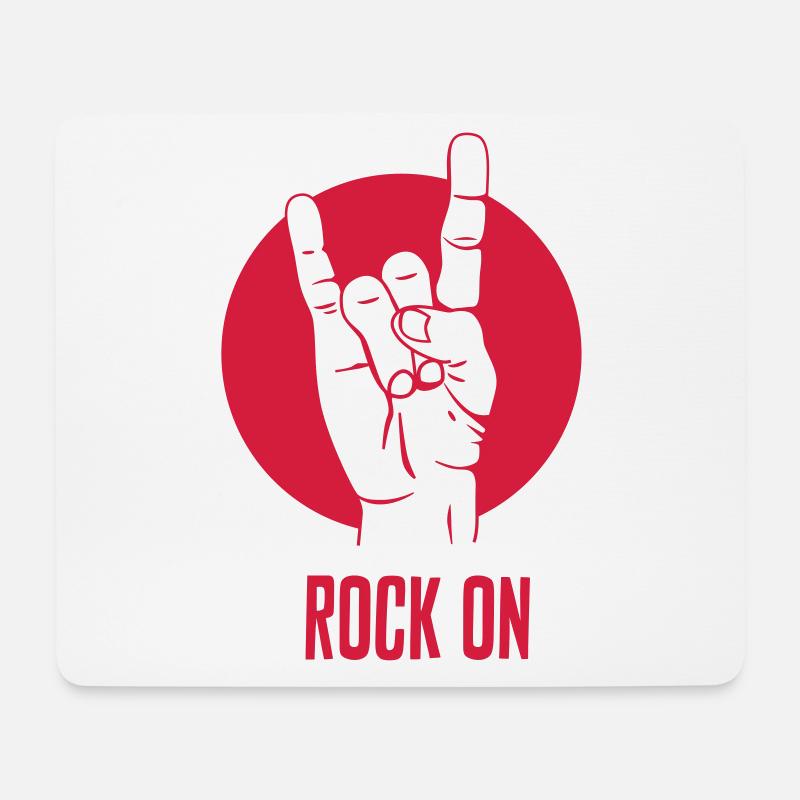 Rock On! Mano cornuta Handzeichen - Mousepad (Querformat) - Weiß