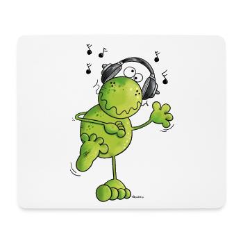Frosch mit Kopfhörer - Mousepad (Querformat) - Weiß - Vorne