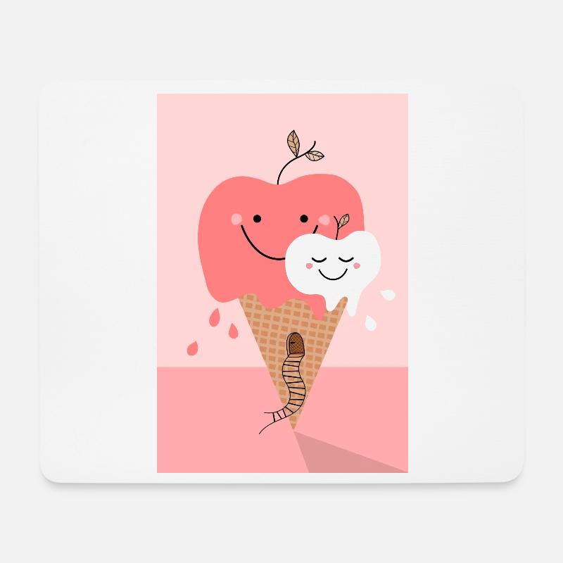 Happy Apple Icecream Poster - Mousepad (Querformat) - Weiß