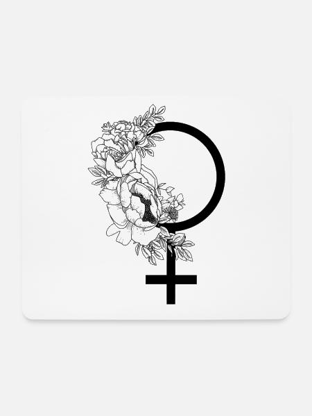 Venussymbol mit Blumen | Black || Annie. - Mousepad (Querformat) - Weiß
