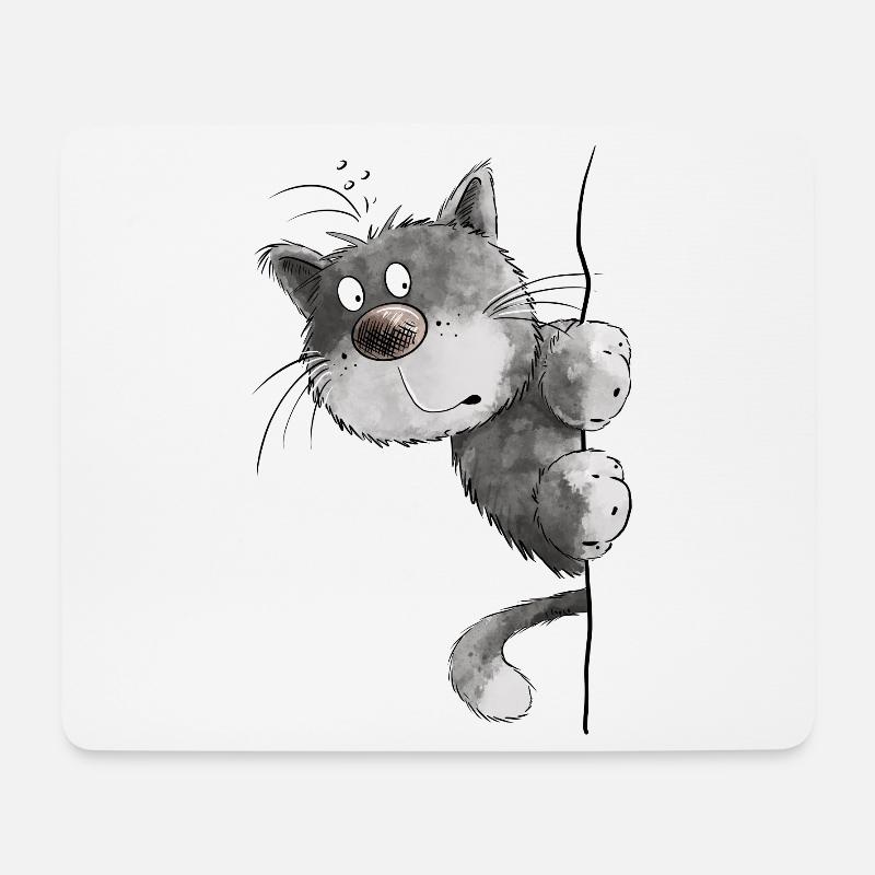 Happy Katze I Katzenfreunde Geschenk - Mousepad (Querformat) - Weiß