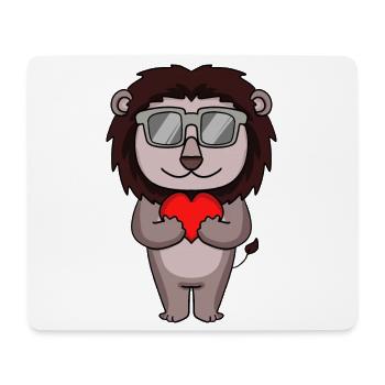 Lion with sunglasses and heart - Mouse Pad (horizontal) - white - Front
