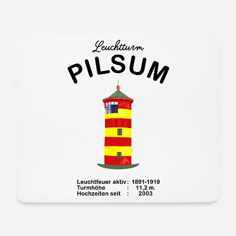 Leuchtturm Pilsum, Ostfriesland, deutsche Nordsee - Mousepad (Querformat) - Weiß