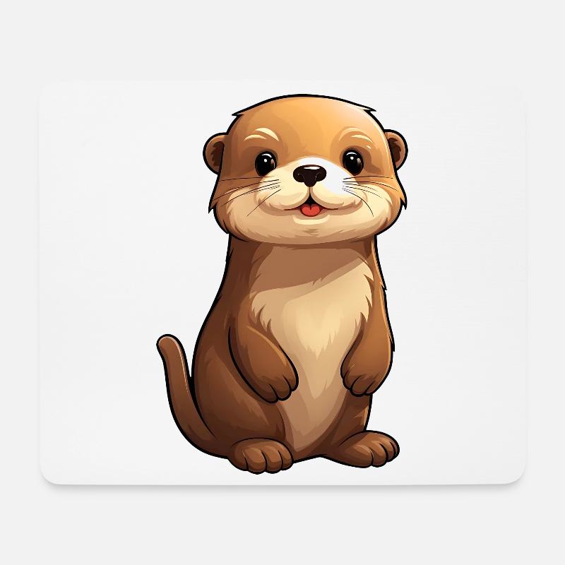 Conception de loutre mignonne | Ambiance estivale | Loutres - Tapis de souris (format paysage) - blanc