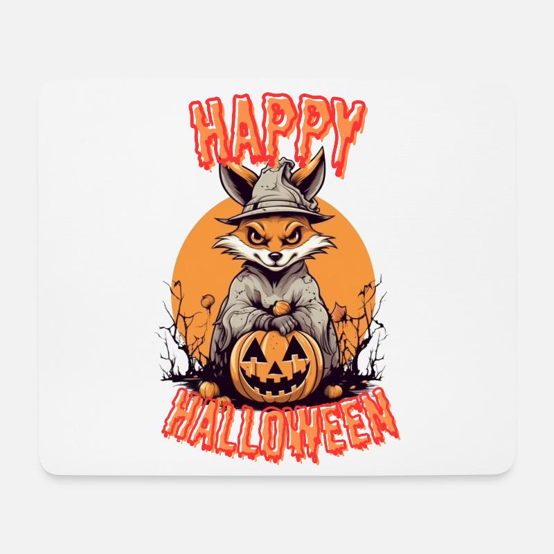 Imprimé renard d’Halloween effrayant - Tapis de souris (format paysage) - blanc
