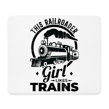 This Railroad Girl Likes Trains - Mouse Pad (horizontal) - white - Front