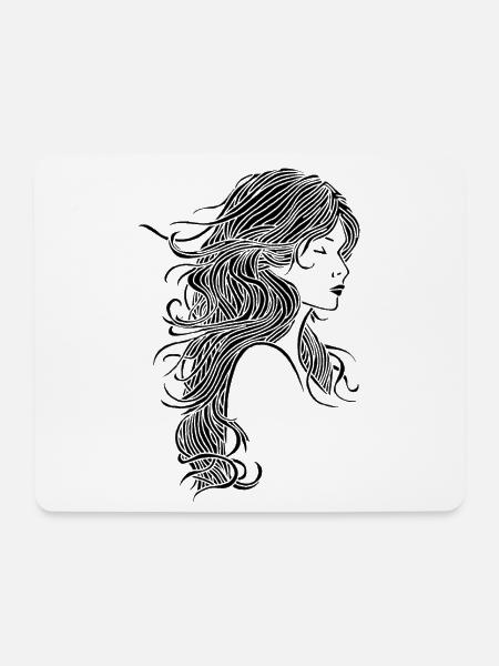 Schwarzhaariges Mädchen - Mousepad (Querformat) - Weiß