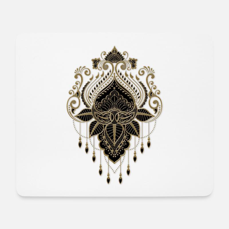 Eine wundervolle filigrane goldene Lotusblume. - Mousepad (Querformat) - Weiß