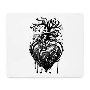 Herz mit Wurzeln und Ästen - Mousepad (Querformat) - Weiß - Vorne