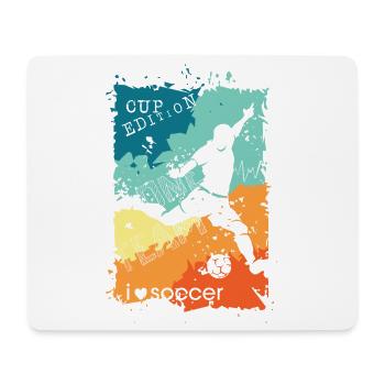 Fußball bunte Farben Spieler Schuss retro Logo - Mousepad (Querformat) - Weiß - Vorne